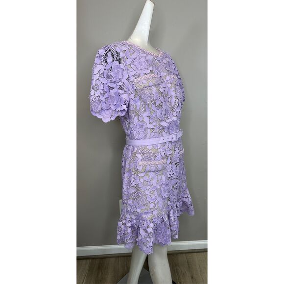 Milly Garden Lace Flounce Minidress in Lilac US12 $525 - Picture 10 of 12
